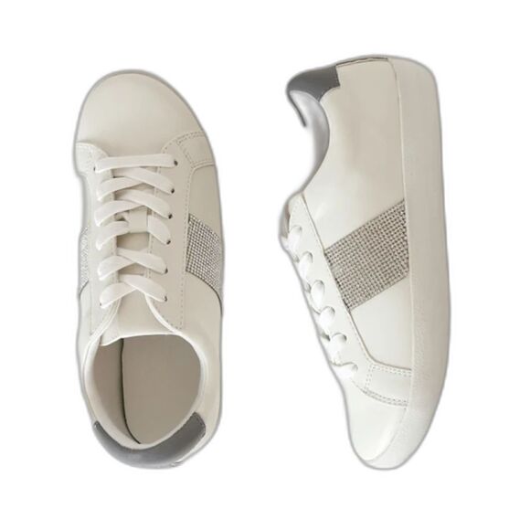 NIB Madden Girl Skyllar White and Silver Rhinestone Sneakers - Picture 3 of 7